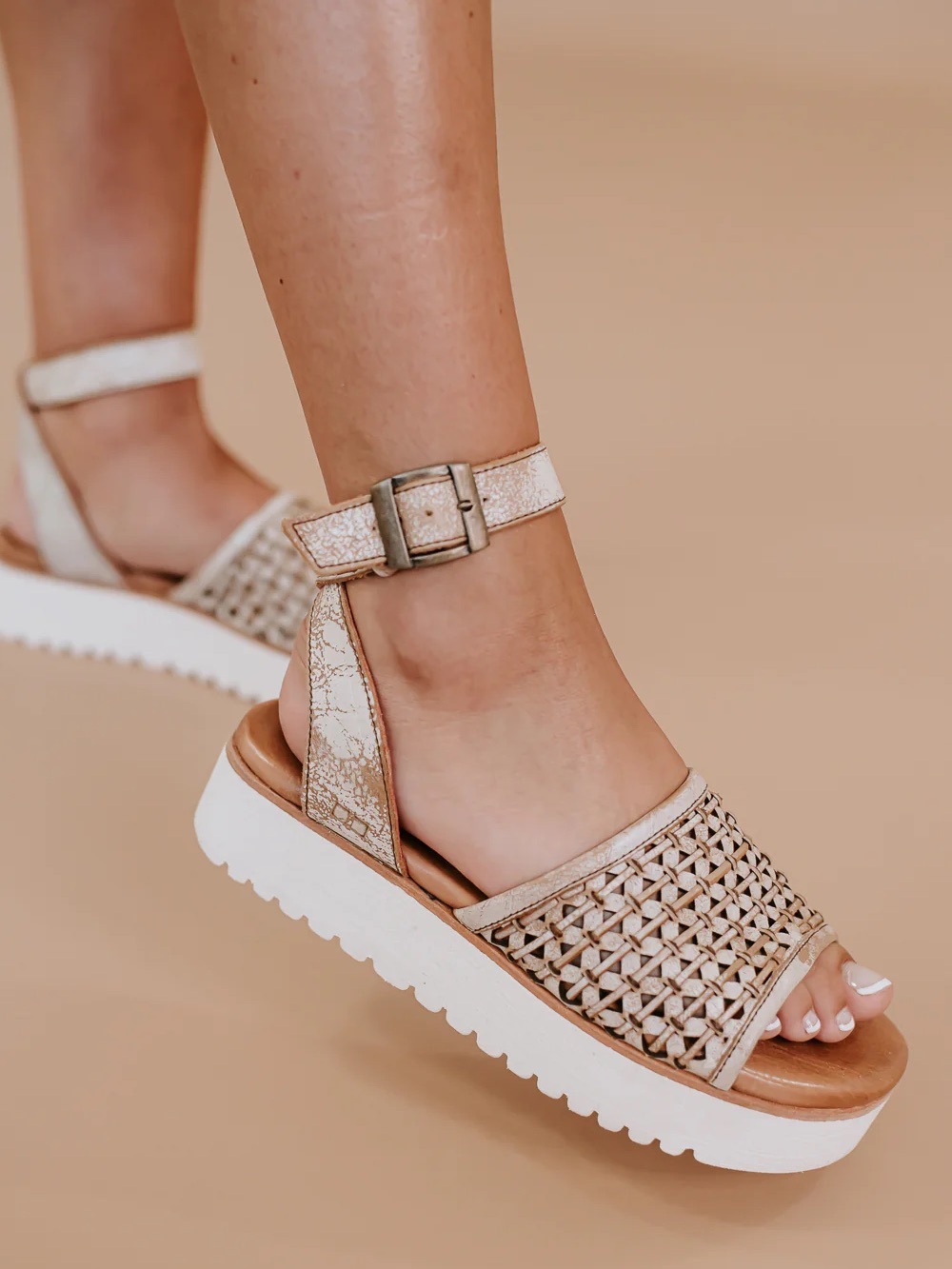 Bed Stu NEW Womens Brisa Woven Distressed Leather Platform Sandal Nectar Lux 6.5